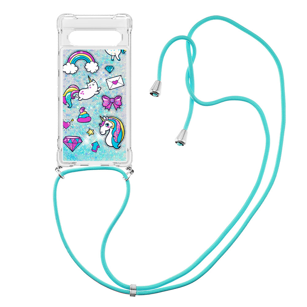 YB Quicksand Series-5 for Google Pixel 7a 5G Pattern Printing TPU Back Cover Liquid Quicksand Phone Anti-drop Case with Lanyard YB Quicksand Series-5 for Google Pixel 7a 5G Pattern Printing TPU Back Cover Liquid Quicksand Phone Anti-drop Case with Lanyard